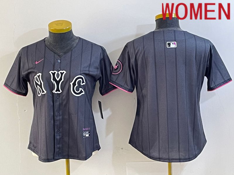 Women New York Mets Blank Black City Edition 2024 Nike MLB Jersey style 1